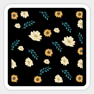 Unique Yellow Floral Pattern Sticker